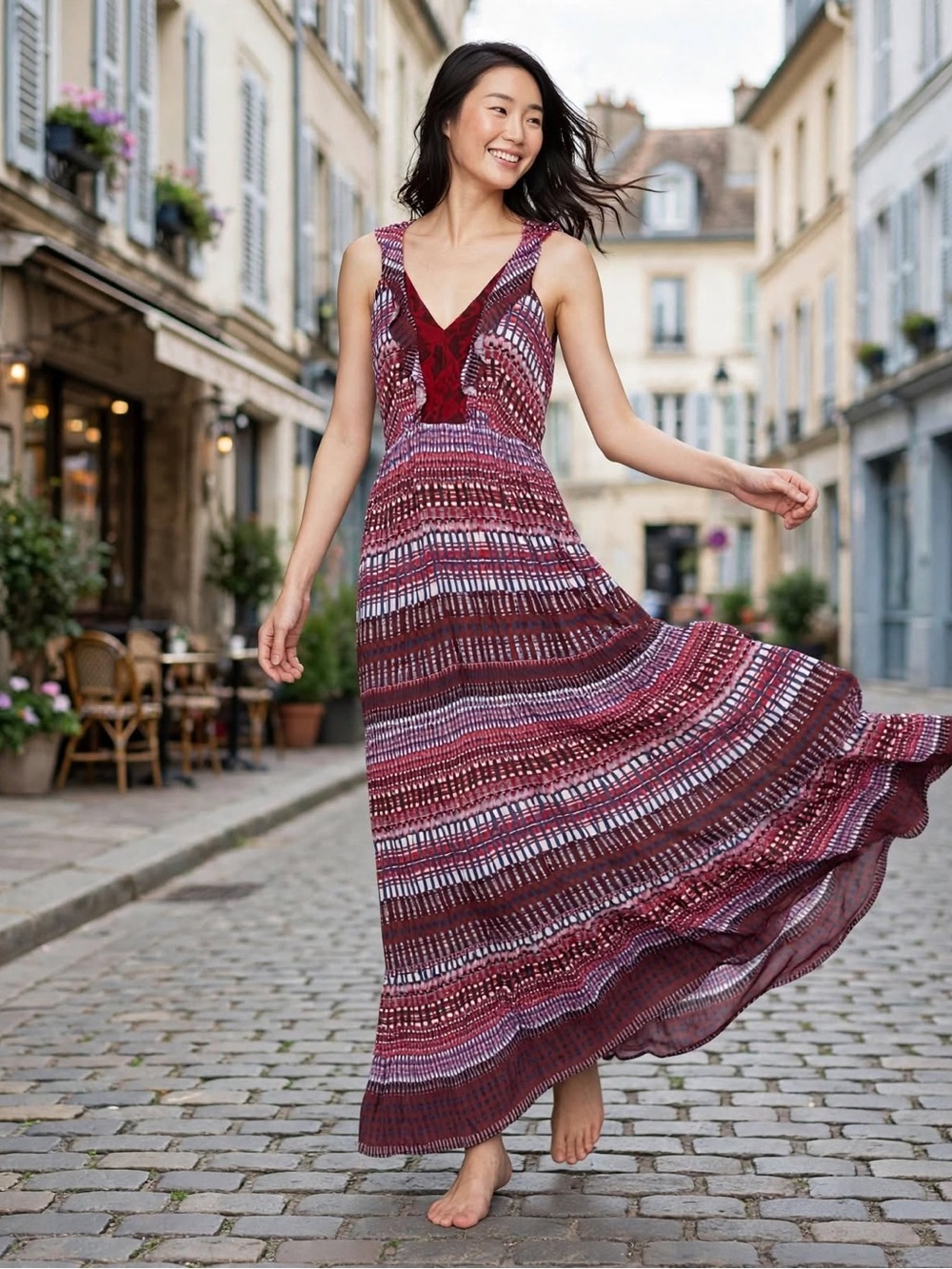 Saloni printed long dress size US 2 or small.
